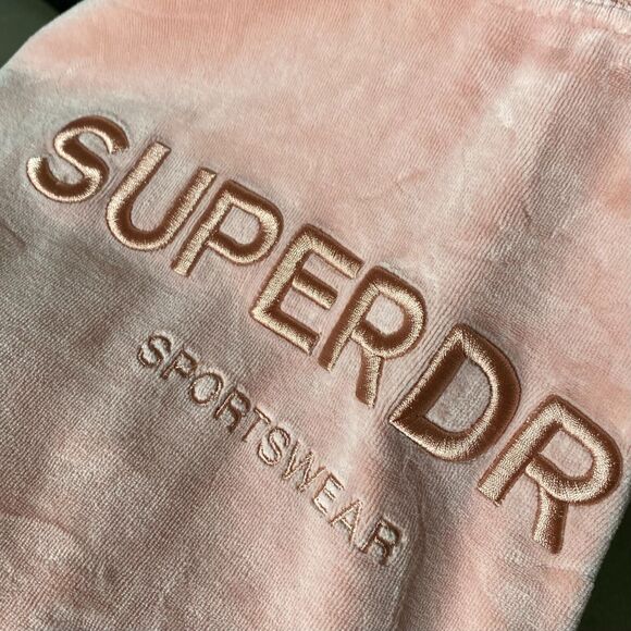 Superdry Velour Graphic Boxy Crew Neck Sweatshirt Woman Peach Size 10 - Picture 5 of 13